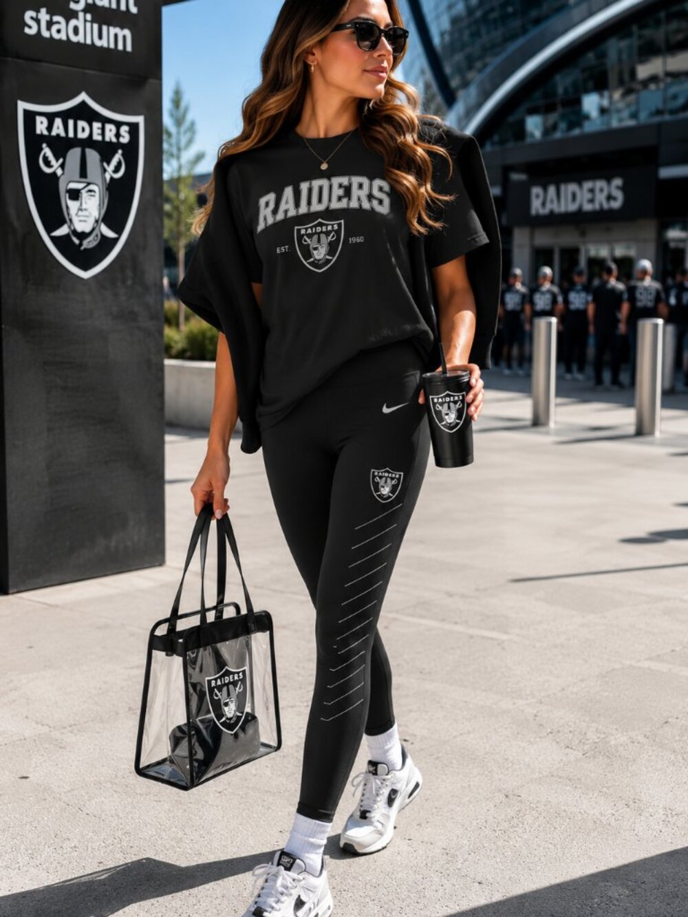 Nike Las Vegas Raiders Dri-FIT Leggings Black NFL Womens Medium